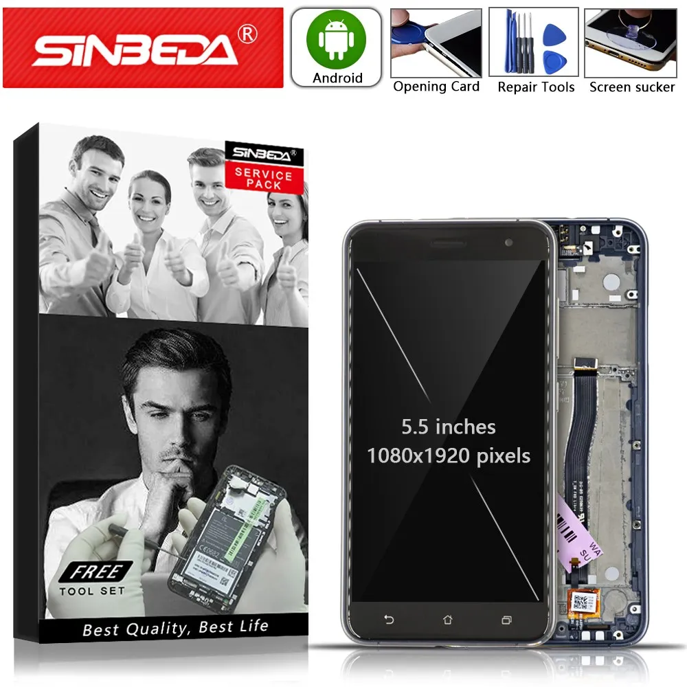 Продажа Оригинальный ЖК дисплей для ASUS ZenFone 3 ZE552KL, сенсорный экран с рамкой, дигитайзер, сборка для ZE552kl Z012D Z012DC Z012DA