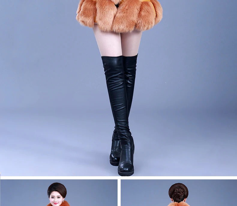 Осенне-зимние женские меховые пальто Parker, новинка, меховые женские пальто средней длины из лисьего меха, женские пальто из искусственного меха, плотное хлопковое пальто