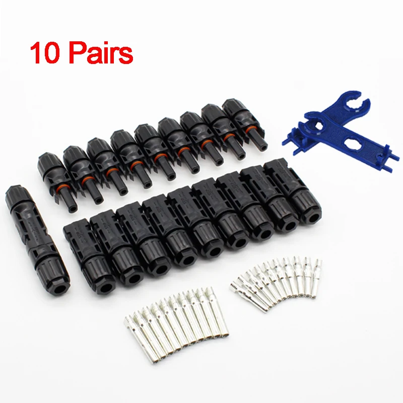 

10pairs x MC4 Connector + 1pair Spanner male female 30A Cable Plug MC4 Connector Solar Panel branch series Connect solar system