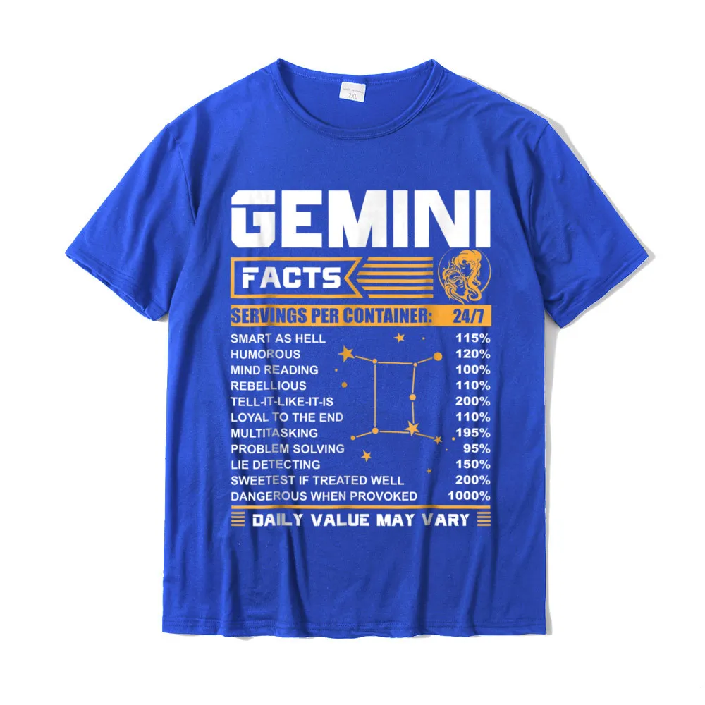 Simple Style Tops Shirt Graphic Crewneck Leisure Short Sleeve Cotton Fabric Mens T Shirt Gift T Shirts Top Quality Gemini Facts Zodiac T-Shirt Funny Gemini Birthday Gifts__18192 blue
