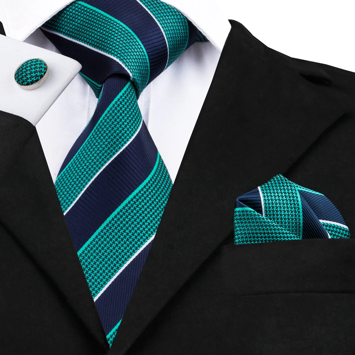 SN-0587 Hi-Tie классический серый галстук для мужчин Шелковый жаккардовый тканый галстук Hanky запонки набор для мужчин дизайнерские модные шелковые галстуки SN-1466 - Цвет: SN-0587