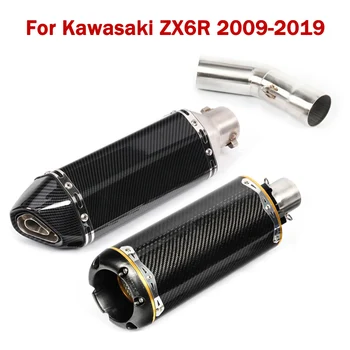 

Motorcycle Delete Cat Mid Pipe Connect Link Tube Slip On Modified Exhaust Pipe Muffler End Tip for Kawasaki Ninja ZX6R 2009-2019