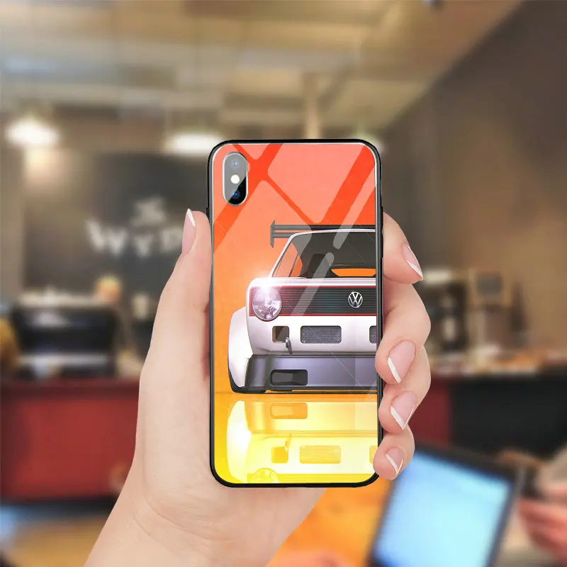 PC TPU Чехлы для мобильных телефонов из закаленного стекла чехол для iPhone 5 5S SE 8 7 6 6S Plus X XR XS Max чехлы для VW Volkswagen Golf Gti