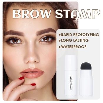 New Dark Brown Eyebrow Stamp Kit Waterproof Lasting Eye Brows Cream With Stencil Eyebrows Cards  Natural Contouring Makeup Kit - Thumbnail 4