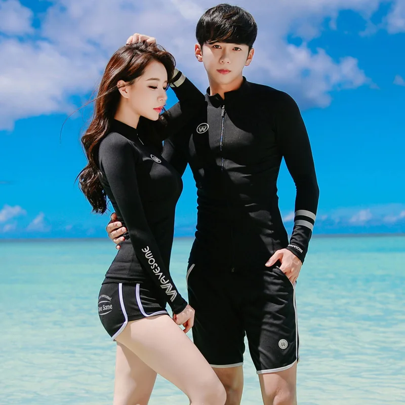 

2018 Couples Bathing Suit Diving Suit Sun-resistant Two-piece Swimsuits