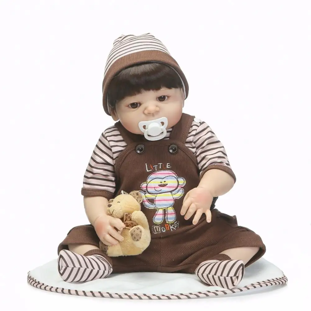 

56cm Full Body Silicone Reborn Baby Boy Dolls Educational Toy Lifelike Sleeping Newborn Baby Soft Doll
