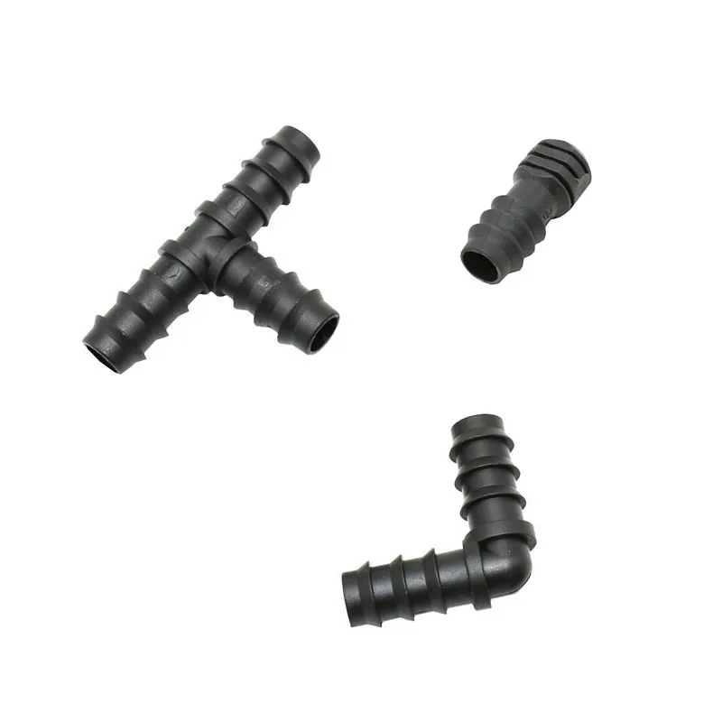 

16mm water hose tee water splitter elbow plug End 1/2 hose 3-way garden irrigation barbed drip irrigation fittings 100pcs