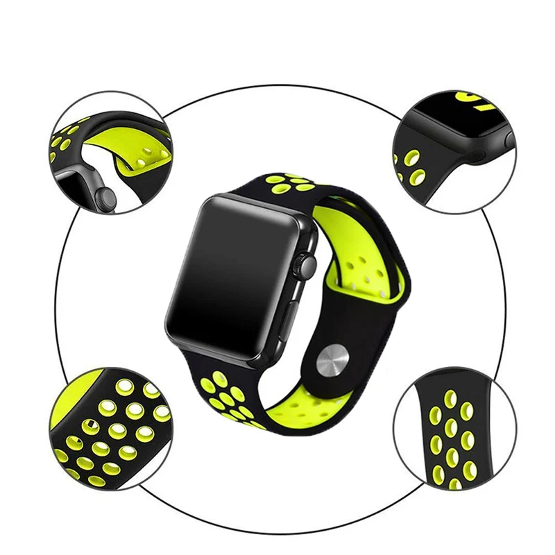 Дышащий спортивный ремешок для наручных часов Apple watch5 4 44/40 мм Nike кремниевый