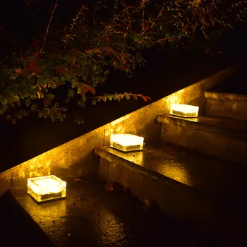 

Solar Path Underground Buried Brick Light 1 Led Creative Glass Stone Ice Cube Brick Solar Garden Driveway Security Light