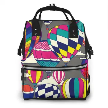 

Mummy Maternity Nappy Bag Colorful Retro Pop Hot Air Balloons Large Capacity Baby Bag Travel Backpack Nursing Bag for Baby Care