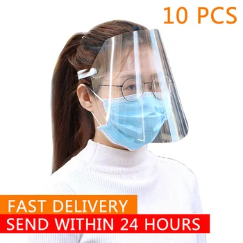

10pcs Transparent Splash Mask Face Shield Protector Flip Up Elastic Anti Splash Mask Full Face Cover Child Adult Dust-proof