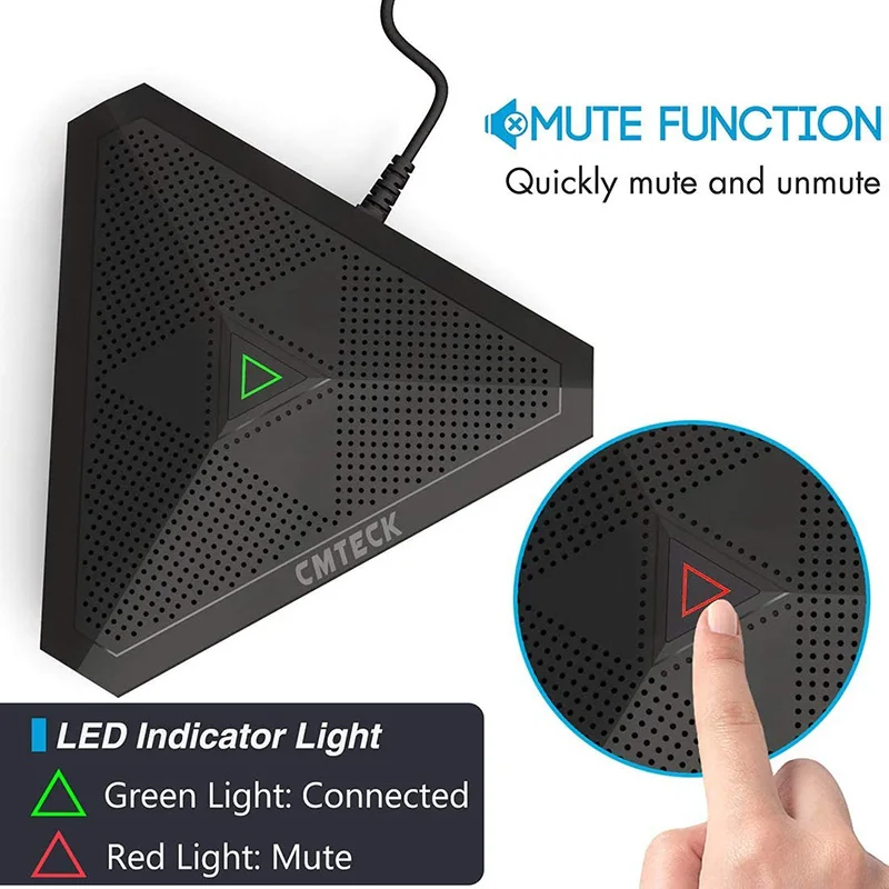 Microfone de Conferência Mudo com Indicador Desktop Computador Botão Led Limite Omnidirecional Condensador Micro Usb Cm001 Mic - Image 6
