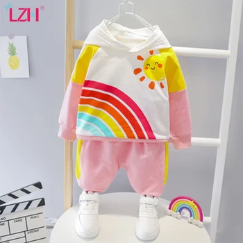 

LZH Children Clothing Autumn 2020 Toddler Boys Clothes Sport Suit Fashion Kids Baby Girls Clothes Rainbow Hoodies+Pant 2Pcs Set