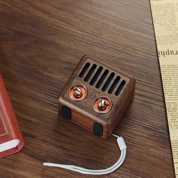 

Portable Vintage Radio Retro Wooden Bluetooth Speaker Strong Bass Enhancement Mini Speaker Support FM TF Card AUX Audio MP3 Play