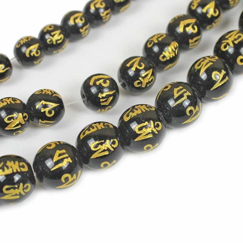 Bracelet Perles Om Mani Padme Hum Et Dragon Pixiu, 10 Mm, Fait Main à La Taille Souhaitée