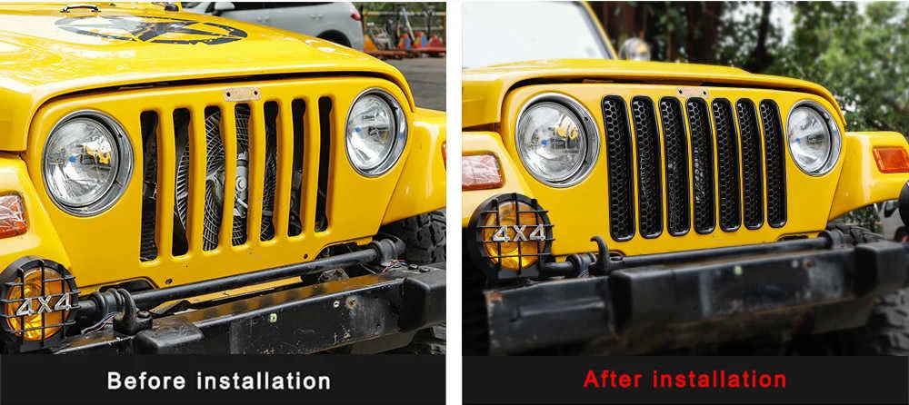 MOPAI For Jeep Wrangler TJ 1997-2006 Mesh Front Insert Grille Cover Trim Car Exterior Decoration ABS Stickers Car Styling MOPAI For Jeep Wrangler TJ 1997-2006 Mesh Front Insert Grille Cover Trim Car Exterior Decoration ABS Stickers Car Styling