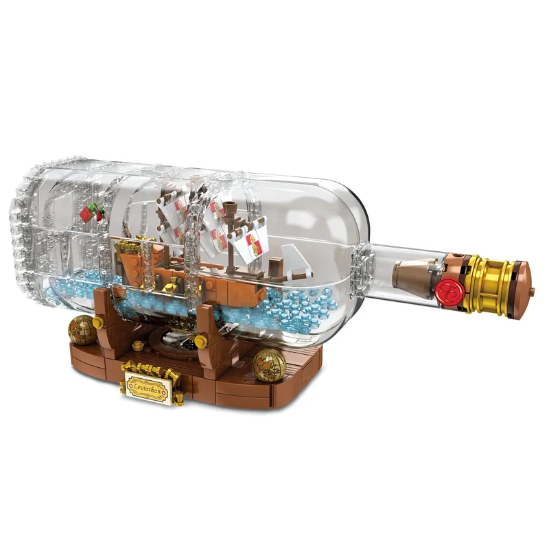 

1078Pcs Lepining Technic Idea Ship Boat In A Bottle Compatible Lepining 21313 Playmobil Building Blocks Bricks Toys Children