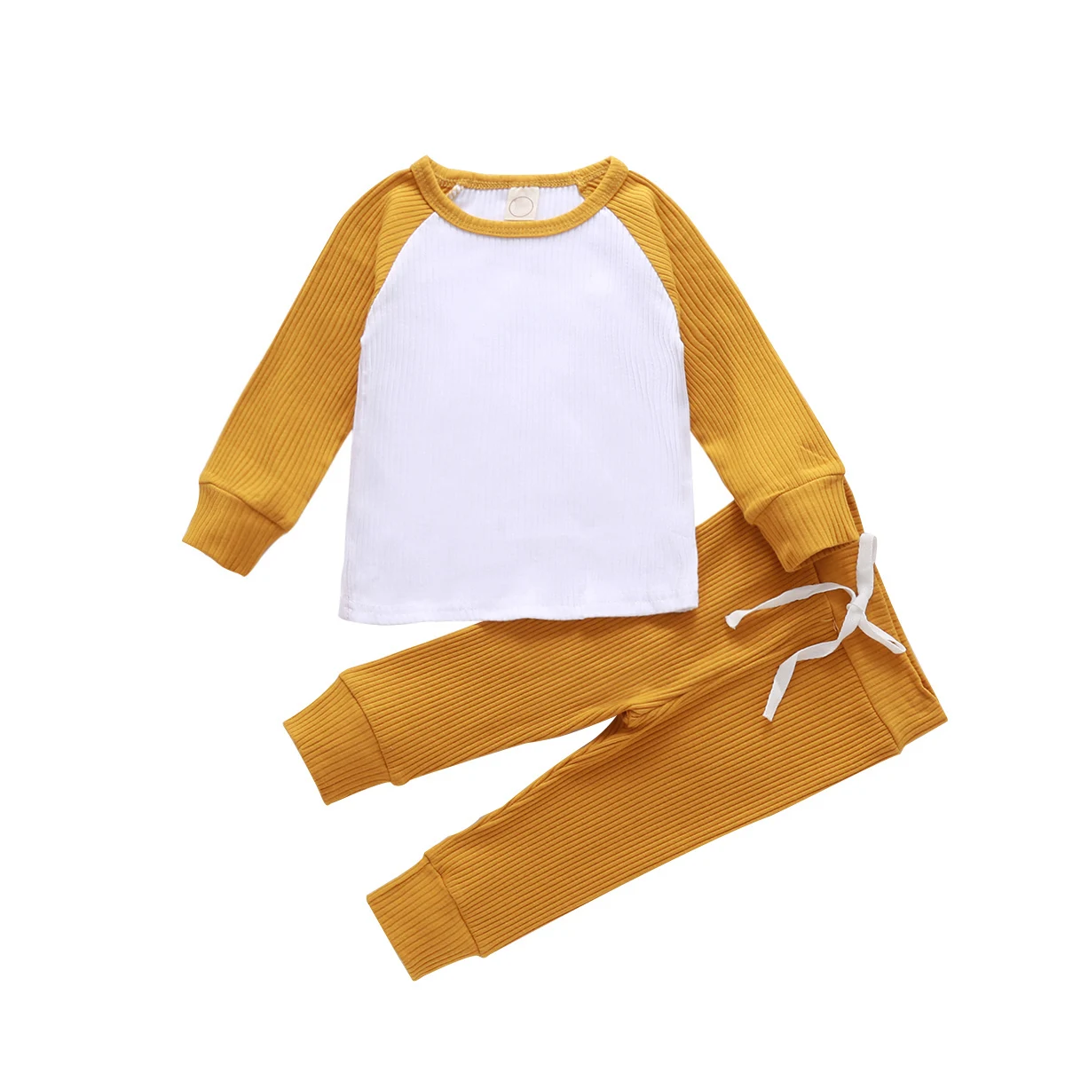 2020 Autumn Baby Boys Long Sleeve Round Neck Raglan Tops + Knitted High Waist Pants 2PCS Set Toddler 0-4T Clothing | Детская одежда и