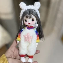 

1/8 Scale 16CM Princess Doll Super Cute Fashion Suit OB11 Joints Body Figure Dolls Handmade Makeup BJD Toy Gift For Girls C1603