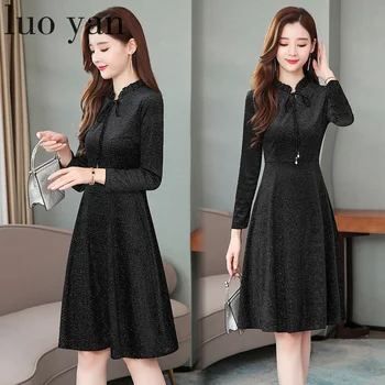 

2020 Vintage Chic Gold Velvet Midi Dress Autumn Winter New 4XL Plus Size Long Sleeve Dress Elegant Women Bodycon Party Vestidos