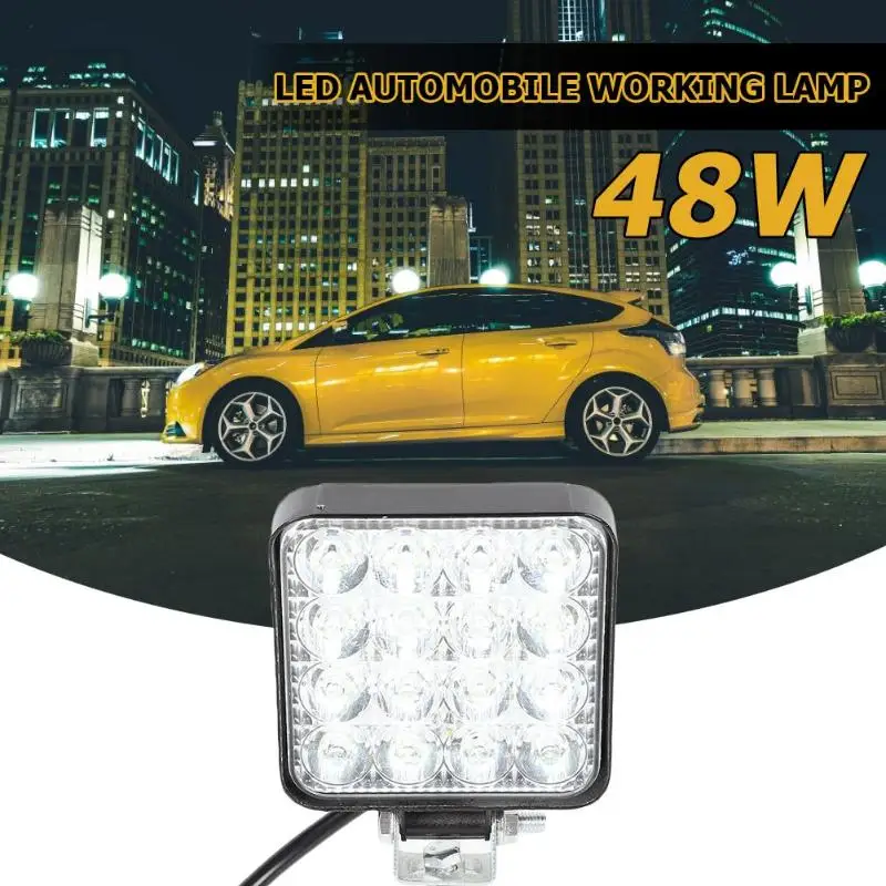 16LED Рабочая Лампа 48 Вт 2880LM 6500K супер энергосберегающая высокая яркость Длительный срок службы IP67 водонепроницаемый квадратный автомобильный мини-прожектор