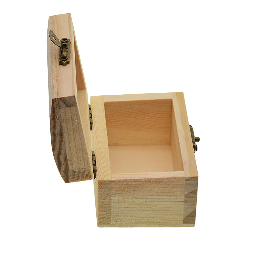 Unfinished Wooden Box, Treasure Case for Jewelry Makeup Trinkets, Home Storage and Organizer Showcase