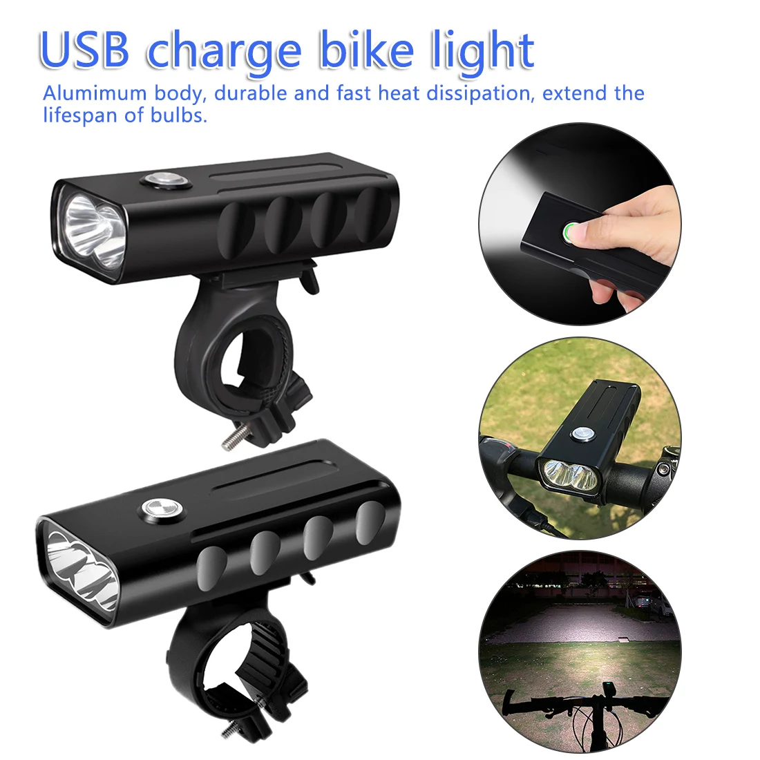 Светодиодная велосипедная лампа USB Aufladbare Eingebaute 3 Modi Fahrrad Licht Wasserdichte Scheinwerfer Fahrrad zubehyor Mit rhucklicht