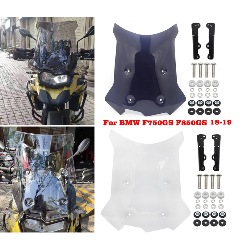 Motorcycle Windshield Windscreen Plastic Wind Deflectors For BMW F750GS F850GS F 750GS F850 GS 2018 2019 Clear Smoke Gray