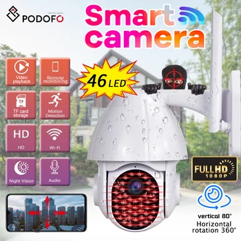 

Potofo 46 LED Wi-Fi PTZ Waterproof Camera-200W pixels Outdoor IR Night Vision Alarm Home Security Network Camera