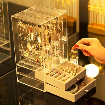 

Transparent Jewelry Packaging & Display Makeup Cosmetics Jewelry Organizer Clear Lipstick Brush Box Bracelet Ring Organiser
