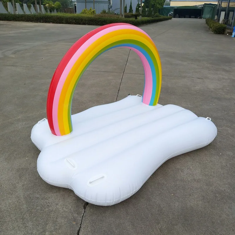 

Environmentally Friendly Thick PVC White Inflatable Rainbow Floating Island, Inflatable Rainbow Arch Floating Bed Manufacturers