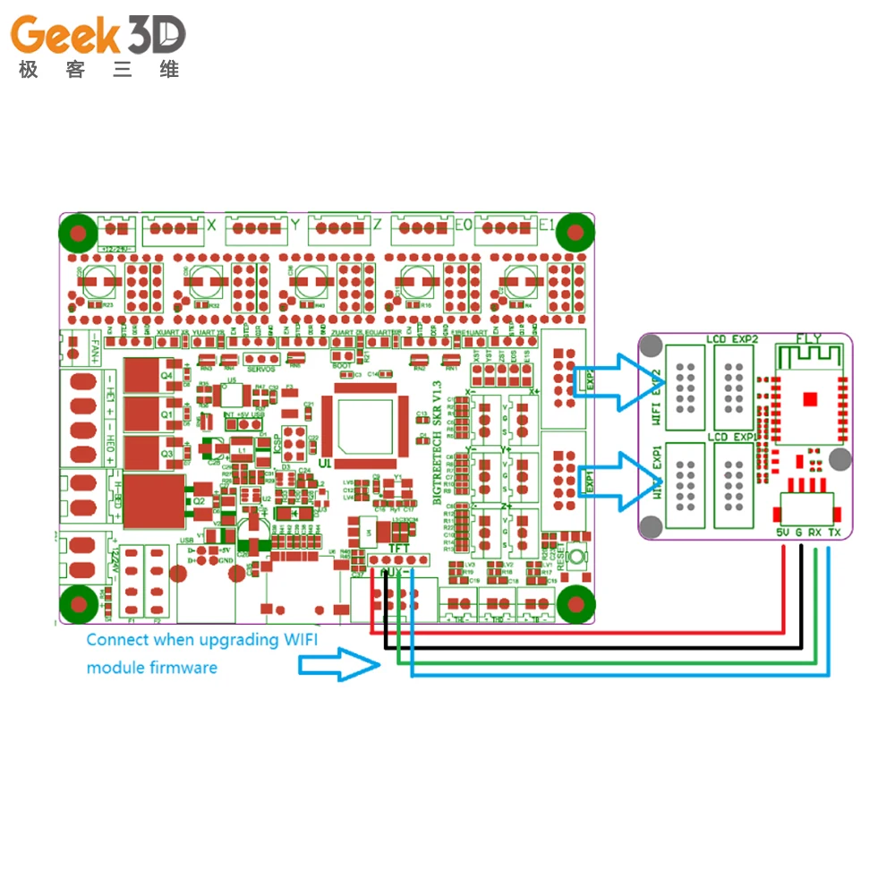 Wifi V1.0 плата модуля RepRap Duet Плата расширения прошивки для SKR V1.3 V1.4 Turbo MKS SGen L v1.0 3D