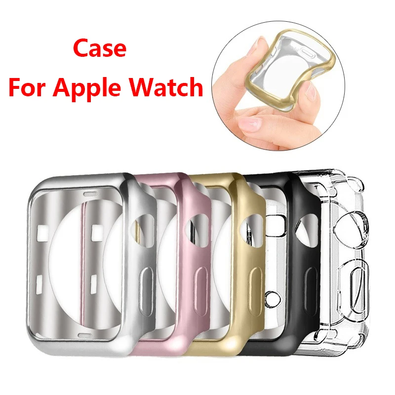 

Case For Apple Watch Series 4 3 2 1 Screenprotector 44mm 42mm 40mm 38m Soft TPU Bumper Protective Cover Screen Protection Coque