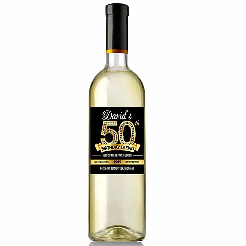 Custom Photo 50th Birthday Wine Label,Limited Edition Family Brewed With Date,Perfectly Integrated Birthday Wine Label Gifts