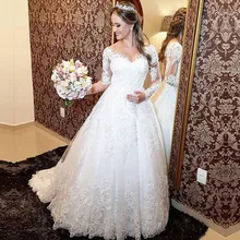 ZJ9160 новые кристально белые с длинным рукавом кружевные нижние винтажные Свадебные платья для невест размера плюс размер Макси