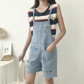 

Loose Pockets Shorts Denim Romper Womens Jumpsuit Solid Fashion Straight One Piece Jumpsuit Playsuit Casual Jean Overalls