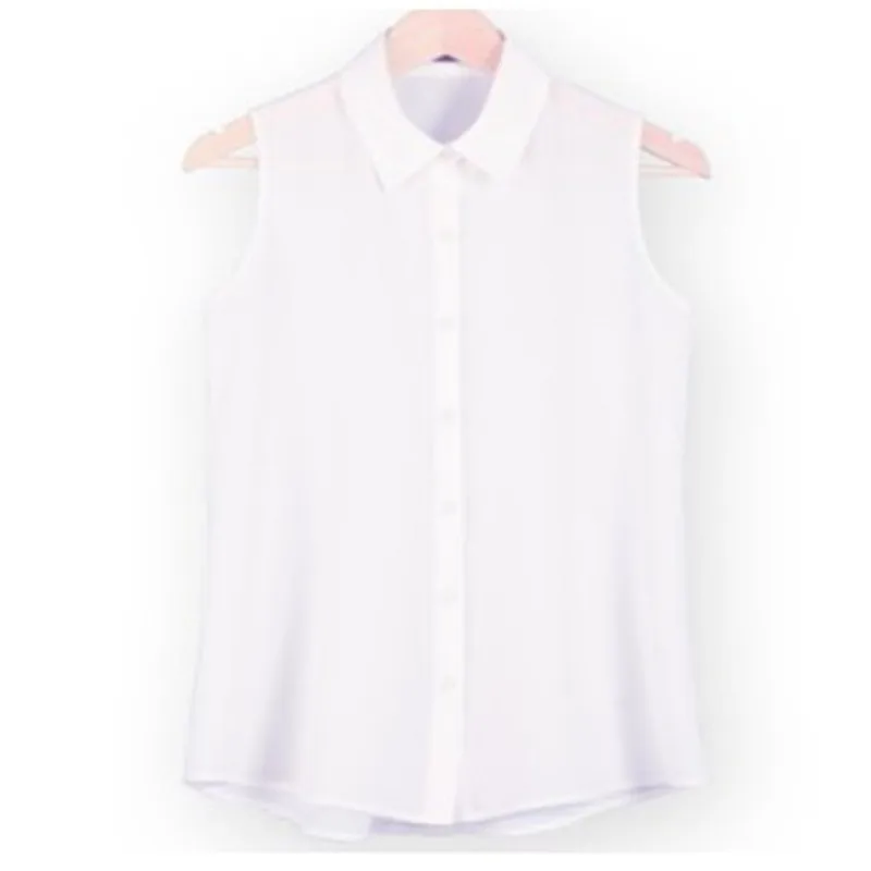 Женская шифоновая рубашка без рукавов с отложным воротником|shirt female|shirt blouseblusas