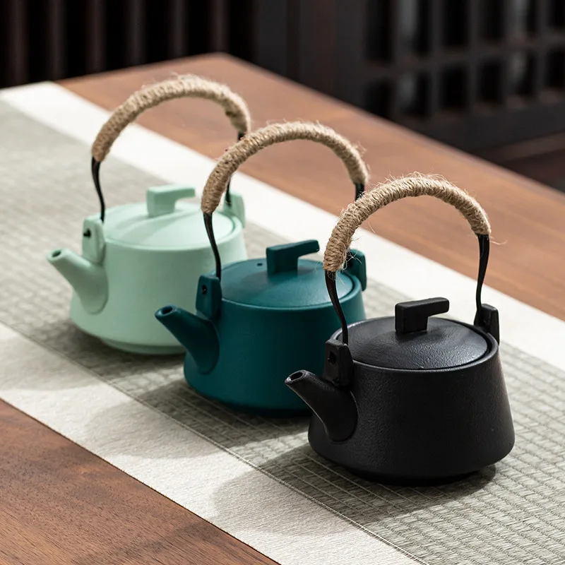 Japanese Ceramic Kung Fu Teapot Black Pottery Large Capacity Tea Pot