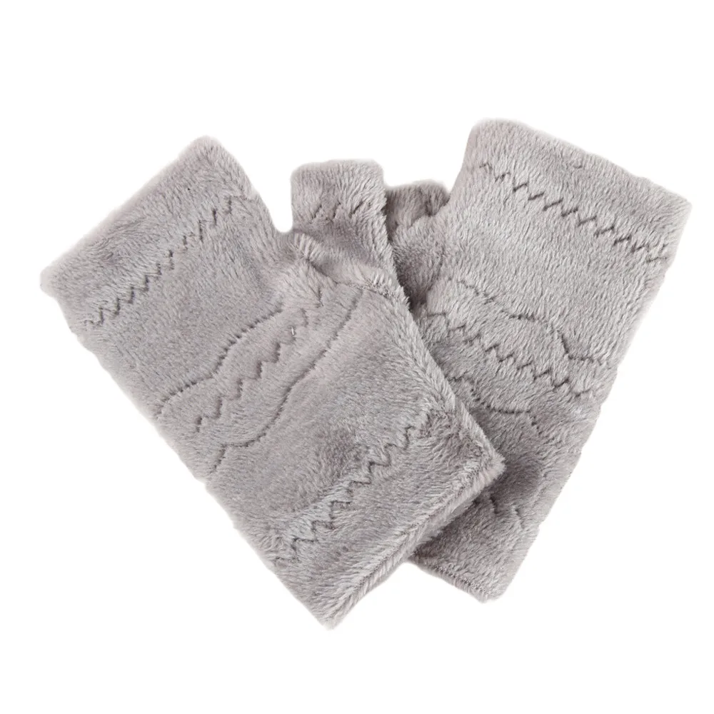 Women Fingerless Gloves Thick Warmth Polar Fleece Winter Autumn Thick Warm Gloves Keyboard Leak Finger Gloves Handschoenen - Цвет: Gray