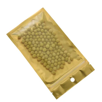 

DHL Shipping 9x16cm Zipper Ziplock Mylar Bag Matte Gold Aluminum Foil Nuts Snacks Clear Plastic Packaging Bags 2000pcs/lot