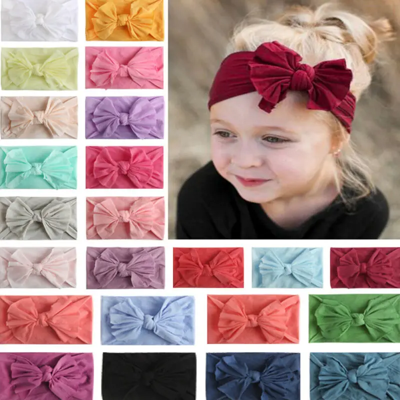 

2019 New Arrival Infant Toddler Kids Girl Headwear Solid Color Bowknot Baby Girl Large Bow Headband Hair Band Headwear Head Wrap
