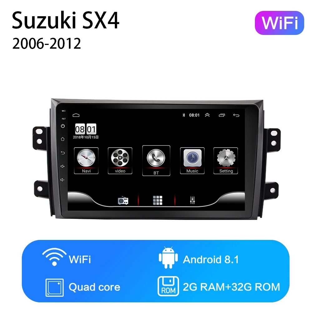 WiFi 2G-32G 2G+ 32G " 2din Android 8,1 GO автомобильный dvd-плеер для Suzuki SX4 2006 2007 2008 2009 2010 2011 2012 автомобильный Радио gps навигация wifi - Цвет: WiFi 2G-32G