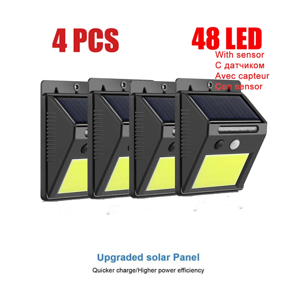 

1-4PCS Newest Solar Power Street Light 100/30LED PIR Motion Sensor Lamps Outdoor Street Waterproof Wall Lights Garden Security L