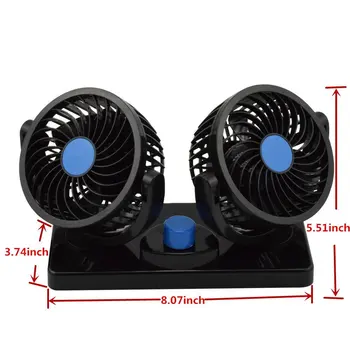 

360 Degree Adjustable Rotatable dual Head Summer Car Fan Cooler Strong Wind Car Fan 12v Air Circulator Usb Plug Car Accessories