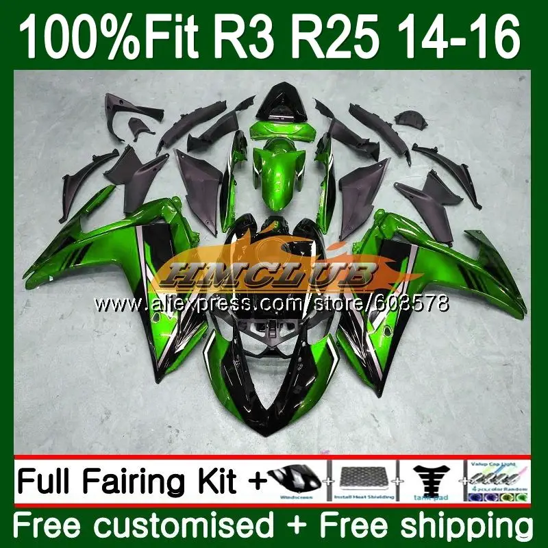 Инъекций для YAMAHA YZF R3 R25 YZFR25 блеск зеленый 63CL. 11 YZF-R3 YZF-R25 R 25 YZFR3 14, 15, 16, 17, обтекатель oem