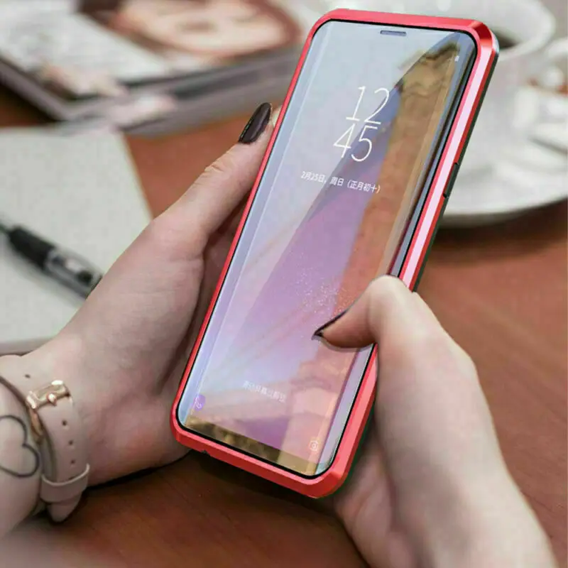 Защитный Магнитный чехол на весь корпус для samsung Galaxy S10/Plus 360, чехол из закаленного стекла на заднюю панель