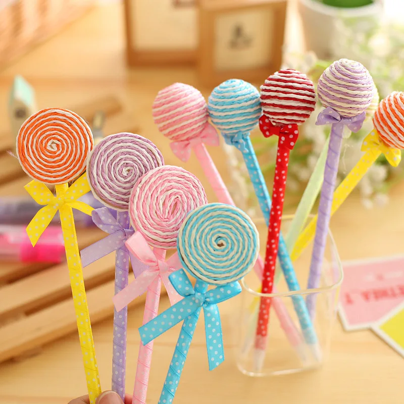 

Korean Version Creative Novelty Pens Lovely Lollipop Ballpoint Pen Walking Bead Pen Office Supplies Student Prize