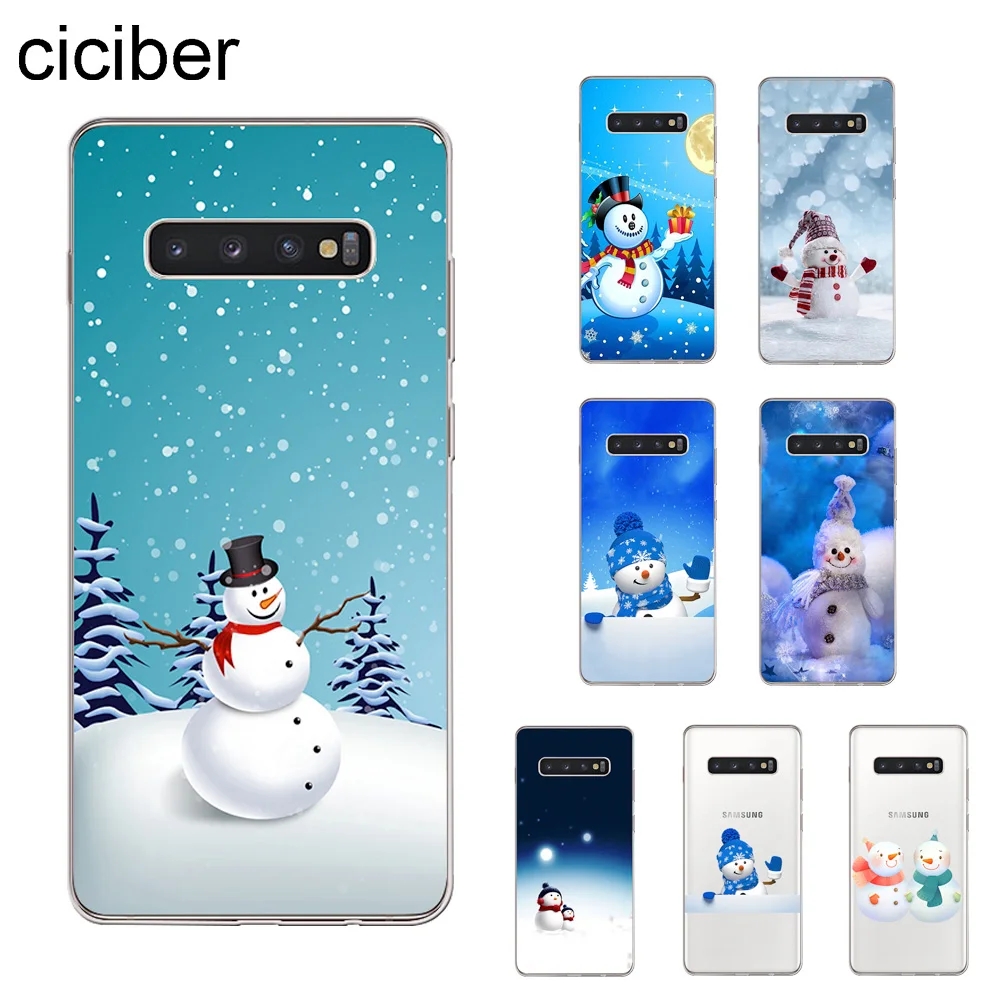 

ciciber Christmas Snowman Cover For Samsung Galaxy S9 S8 S7 S6 S5 S10+ S10e Lite Edge Plus mini Phone Cases Soft TPU Shell Coque