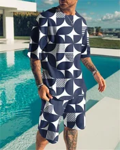 

2021 Zomer 3D Swirl Afdrukken Mannen T-shirt Shorts Pak Mannen Sportkleding Korte Mouwen Mannen Pak
