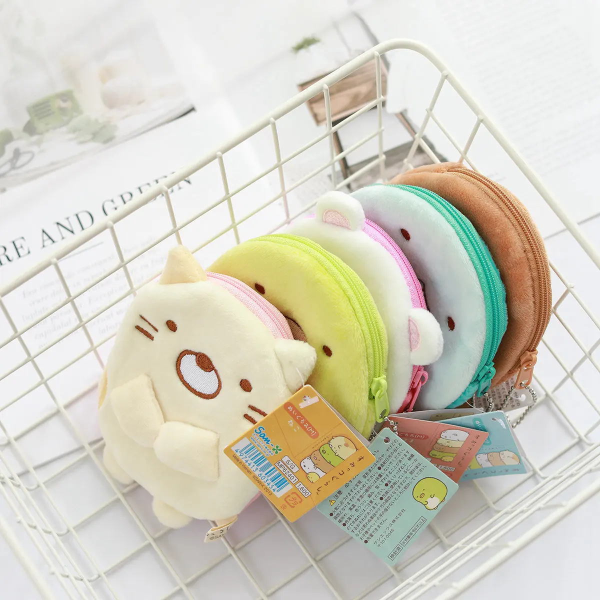 Plush Toys Plush Coin Purse 1pc Sumikko Gurashi Plush Purse Toy Cartoon Stuffed Dolls for Kids girl Gift Coin Storage Purse Plush Wallet Hang Pendant